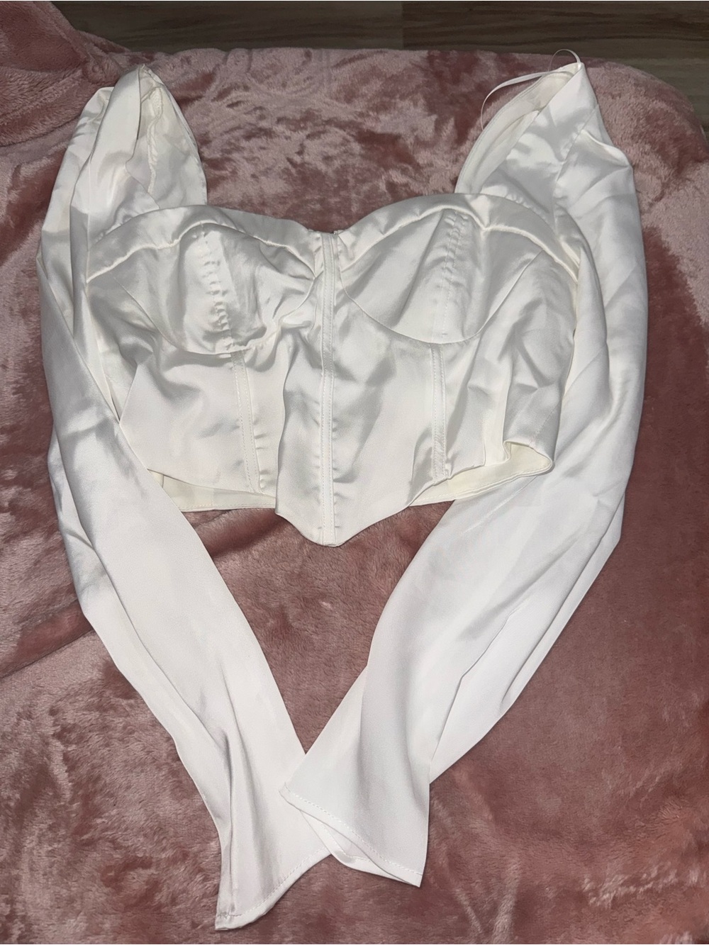 Lane 201 White Long Sleeve Corset Top